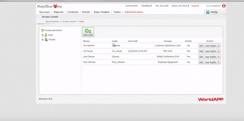 screenshot of Key Survey